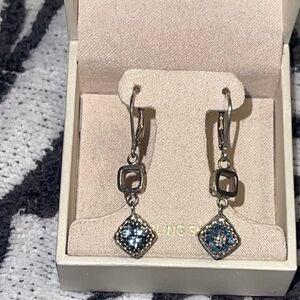 Silver and Blue Dangle Earrings